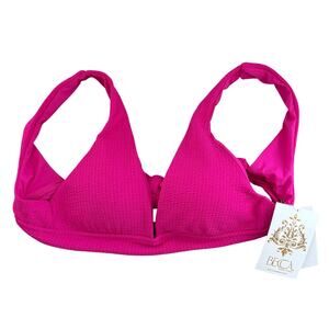 NWT Becca Swim by Rebecca Virtue Hot Pink Bikini Top Tie Back $78